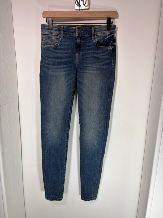 Kut from the Kloth Denim - Kut from the Kloth Mia Toothpick Skinny Jeans Women's 0 Distressed Mid Wash USA